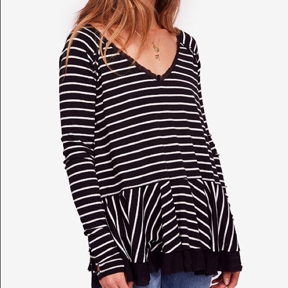 10$SALE$ Free People Striped Peplum Top RARE Color - Picture 2 of 7